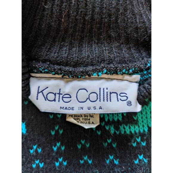 Kate Collins Vintage Holiday Sweater Womens Size M Blue Made In USA - Picture 8 of 9
